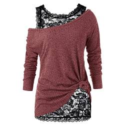 Spitzen Oberteile Damen Elegant ,Zweiteiliges Set Langarmshirt Pullover Bluse Langarm Schulterfreies Große Größen Lockere Lässig Party Oberteil Festliches Blusen & Tuniken für Damen Tunika Top Tee von DeaAmyGline