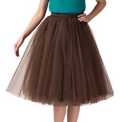 Tüllrock Damen Petticoat Unterrock Tutu Rock Knielang High Waist A Linien Ballettrock Tanzrock Tütü Röcke für Karneval Kostüm 50er Rockabilly Kleid von DeaAmyGline