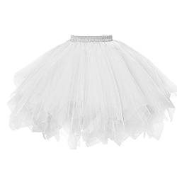 Tüllrock Damen Tutu Rock 50er Rockabilly Vintage Petticoat Unterrock Kurz Ballet Tanzrock Minirock Tütü Röcke für Karneval Kostüm Party Festlich Tanzkleid Ballkleid Abendkleid Partykleid von DeaAmyGline