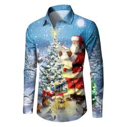 Weihnachtshemd Herren Hemd Weihnachten Freizeithemden Langarm Weihnachtshemden Lustig Weihnachtsshirt Herrenhemden Hässlich 3D Muster Funky Christmas Shirt Hemden für männer von DeaAmyGline