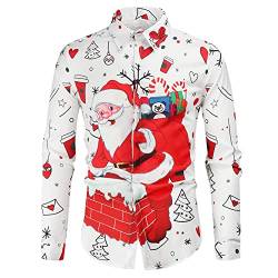 Weihnachtshemd Herren Hemd Weihnachten Freizeithemden Langarm Weihnachtshemden Lustig Weihnachtsshirt Herrenhemden Hässlich 3D Muster Funky Christmas Shirt Hemden für männer von DeaAmyGline