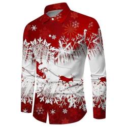 Weihnachtshemd Herren Hemd Weihnachten Freizeithemden Langarm Weihnachtshemden Lustig Weihnachtsshirt Herrenhemden Hässlich 3D Muster Funky Christmas Shirt Hemden für männer von DeaAmyGline
