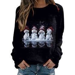 Weihnachtspullover Damen Sweatshirt - Pullover Weihnachten Damen Weihnachtspulli Weihnachtsshirt Langarm mit Lustige Weihnachtsmotiv Weihnachts Pulli Christmas Tshirt für Frauen Teenager Mädchen von DeaAmyGline