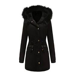 Winterjacke Damen Lang mit Fell Kapuze Warme Kunstpelz Gefüttert Winter Jacke Mantel Parka Wintermantel Dicker Winterparka Daunenjacke Trenchcoat Pelzmantel Große Größen Baumwolljacke Damenjacken von DeaAmyGline