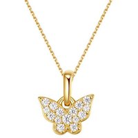 Dear Me Goldkette Damen 585 Gold Schmetterling Zirkonia Entwicklung, 14K Echtgold Halskette Anhänger hängend, 585 Schmuck Gold Massiv von Dear Me