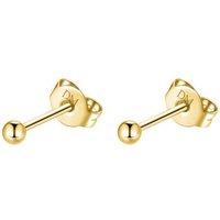 Dear Me Paar Ohrstecker Damen 585 Massivgold winzige Kugeln Basic, 14K Massivgold Ohrringe Gelbgold/Weißgold, Echtgold Brautschmuck von Dear Me