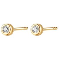 Dear Me Paar Ohrstecker Vollendung Ohrstecker 14K Gold Damen rund, Zirkon/ Diamant, Kreis Ohrringe 585 Echtgold zur Auswahl, Solitär Ohrringe von Dear Me