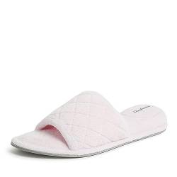 Dearfoams Damen Beatrice Microfiber Terry Slide with Quilted Vamp Slipper, Fresh Pink, Small von Dearfoams