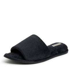 Dearfoams Damen Beatrice Velour Slide Hausschuh, schwarz, Large von Dearfoams