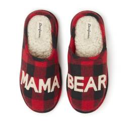 Dearfoams Damen Mama Bear Slipper Hausschuh, Buffalo Plaid, Small von Dearfoams