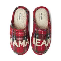 Dearfoams Damen Mama Bear Slipper Hausschuh, Schottenkaro, Small von Dearfoams