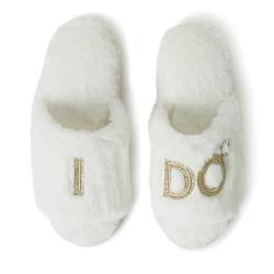 Dearfoams Damen Novelty Bridal Slide Slipper, Alabaster, Large von Dearfoams