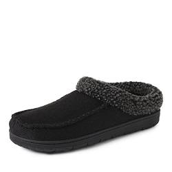 Dearfoams Herren Atmungsaktiver Clog aus Memory-Schaum für drinnen und draußen, erhältlich Breiten Hausschuh, Schwarz (Twill), Large von Dearfoams