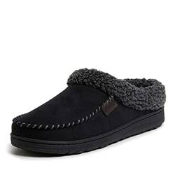 Dearfoams Herren Atmungsaktiver Memory Foam Clog für drinnen und draußen, mit Whipstich, erhältlich Breiten Hausschuh, Schwarz, Medium Weit von Dearfoams