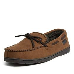 Dearfoams Herren Microsuede Moccasin with Tie Slipper, kastanienbraun, Medium von Dearfoams