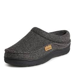 Dearfoams Herren Thompson Memory Foam Clog Slipper Hausschuh, Dark Heather Grey (Wolle), Medium von Dearfoams