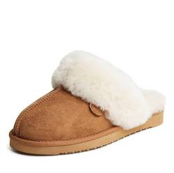 Dearfoams Women's Fireside Sydney Water Resistant Shearling Scuff Slipper, Chestnut von Dearfoams