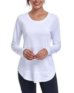 Deaviya Langarm Sportshirt für Damen, Laufshirt Langarm Locker, Langarmshirt Damen Sport Oberteil, Longsleeve T-Shirts Rundhalsausschnitt, Athletisch Lässig Fitness Workout Tops Seite Split Tee von Deaviya