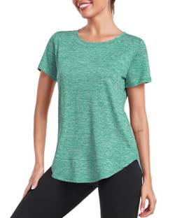 Deaviya Sport T-Shirt Damen, Kurzarmshirt Frauen, Workout Tops Rundhalsausschnitt Athletisch Lässig Laufen Yoga Fitness T-Shirts Locker (DE/NL/SE/PL, Alphanumerisch, S, Hellgrün) von Deaviya