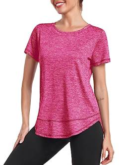 Deaviya Sport T-Shirt Damen, Kurzarmshirt Frauen, Workout Tops Rundhalsausschnitt Athletisch Lässig Laufen Yoga Fitness T-Shirts Locker Seite Split Tee von Deaviya