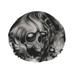 Coole Evil Skull Duschhaube für Frauen Wiederverwendbare Duschhut Doppelte Wasserdichte Badekappe für Dusche von Debou
