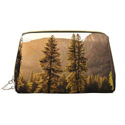 Dawn in the mountains in the fall Make-up-Tasche, große Kapazität, Leder, wasserdicht, Make-up-Tasche, tragbare Reise-Kosmetiktasche, Make-up-Organizer-Tasche für Frauen, weiß, Einheitsgröße, weiß, von Debou