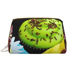 Debou Cupcake-Make-up-Tasche, großes Fassungsvermögen, Leder, wasserdicht, Make-up-Tasche, tragbare Reise-Kosmetiktasche, Make-up-Organizer-Tasche für Frauen, Weiß, Einheitsgröße, weiß, Einheitsgröße von Debou