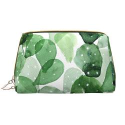 Debou Niedliche Aquarell-Kaktus-Make-up-Tasche, großes Fassungsvermögen, Leder, wasserdicht, Make-up-Tasche, tragbare Reise-Kosmetiktasche, Make-up-Organizer-Tasche für Frauen, Weiß, Einheitsgröße, von Debou