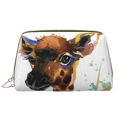 Debou Niedliche Giraffe Aquarell Make-up-Tasche Große Kapazität Leder Wasserdicht Make Up Tasche Tragbare Reise Kosmetik Tasche Make-up Organizer Tasche für Frauen, Weiß, Einheitsgröße, weiß, von Debou