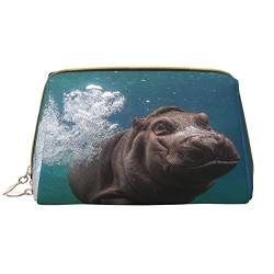 Diving Hippo Make-up-Tasche, große Kapazität, Leder, wasserdicht, Make-up-Tasche, tragbare Reise-Kosmetiktasche, Make-up-Organizer-Tasche für Frauen, Weiß, Einheitsgröße, weiß, Einheitsgröße von Debou