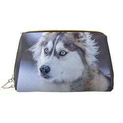 Make-up-Tasche mit Hund im Schnee, große Kapazität, Leder, wasserdicht, Make-up-Tasche, tragbare Reise-Kosmetiktasche, Make-up-Organizer-Tasche für Frauen, Weiß, Einheitsgröße, weiß, Einheitsgröße von Debou