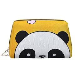 Niedliche Panda-Make-up-Tasche, große Kapazität, Leder, wasserdicht, Make-up-Tasche, tragbare Reise-Kosmetiktasche, Make-up-Organizer-Tasche für Frauen, weiß, Einheitsgröße, Taschen-Organizer von Debou