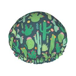 Süße Kaktus Nahtlose Illustration Duschhaube für Frauen Wiederverwendbare Duschhut Doppel Wasserdicht Baden Haar Kappe für Dusche von Debou