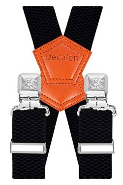 Decalen Hosenträger für Herren Breit 4 cm mit sehr Starken 4 Metall Clip Lang Einheitsgröße für Männer und Damen Einstellbar und Elastisch X Style (Schwarz 1) von Decalen