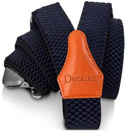 Decalen Hosenträger für Herren breit extra starken 4 cm mit 3er Clips Y Form Lang für Männer und Damen Eine Größe Passt Alle Verschiedenen Farben (Marineblau 1) von Decalen