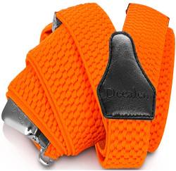 Decalen Hosenträger für Herren breit extra starken 4 cm mit 3er Clips Y Form Lang für Männer und Damen Eine Größe Passt Alle Verschiedenen Farben (Orange Neon) von Decalen