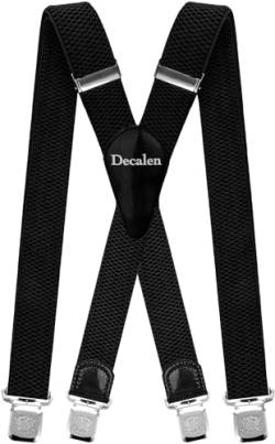 Decalen Hosenträger für Herren breit extra starken 4 cm mit 4er Clips X-Form lange für Männer und Damen (Schwarz) von Decalen