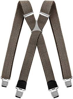 Decalen Hosenträger für Herren breit extra starken 4 cm mit 4er Clips X-Form lange für Männer und Damen Hose (Beige) von Decalen