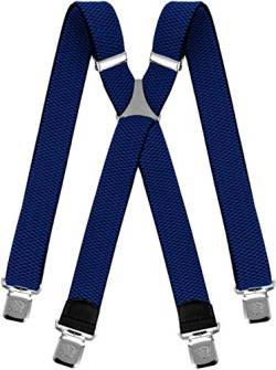 Decalen Hosenträger für Herren breit extra starken 4 cm mit 4er Clips X Form lange für Männer und Damen Hose (Blau) von Decalen