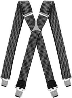 Decalen Hosenträger für Herren breit extra starken 4 cm mit 4er Clips X-Form lange für Männer und Damen Hose (Grau) von Decalen