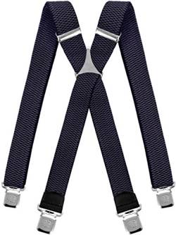 Decalen Hosenträger für Herren breit extra starken 4 cm mit 4er Clips X-Form lange für Männer und Damen Hose (Marineblau) von Decalen