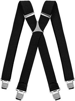 Decalen Hosenträger für Herren breit extra starken 4 cm mit 4er Clips X Form lange für Männer und Damen Hose (Schwarz) von Decalen