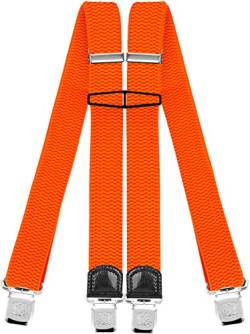 Decalen Hosenträger für Herren mit 4 Starken Clips X Form Lang Eine Größe Passt Alle Verschiedenen Farben (Orange Neon) von Decalen