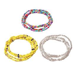 3 Pcs Böhmische Fußkettchen Armband, handgemachte Perlen Sommer Fußkettchen Armband Elastischer Faden Glasperlen Fußkettchen Bunte mehrschichtige Perlen Elastischer Fußschmuck für Frauen Mädchen von Decentraland