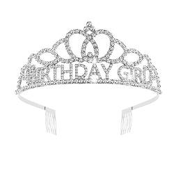 BIRTHDAY GIRL Tiara mit Kristall-Strasssteinen für Prinzessin, Königin, alles Gute zum Geburtstag, Partydekorationen, Kamm, Stirnband, Krone, Mädchen und Frauen,Karneval, Party von Decentraland
