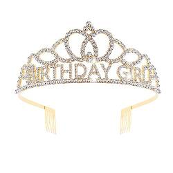 BIRTHDAY GIRL Tiara mit Kristall-Strasssteinen für Prinzessin, Königin, alles Gute zum Geburtstag, Partydekorationen, Kamm, Stirnband, Krone, Mädchen und Frauen,Karneval, Party von Decentraland