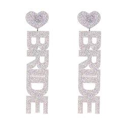 BRIDE Earrings Brautgeschenke, Perlen-Strass-Braut-Buchstaben-Ohrringe für Frauen, Braut-Accessoires für Junggesellenabschied, handgefertigte Perlen-Braut-Ohrhänger, Hochzeit von Decentraland