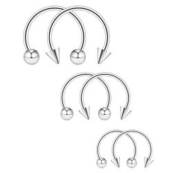 Decentraland 6 Stück 18G Silber Stainless Steel Nose Septum Earring Cartilage Lip Smiley Piercing Jewelry Horseshoe Hoop Ring Piercing Balls & Spikes Kit Jewelry von Decentraland