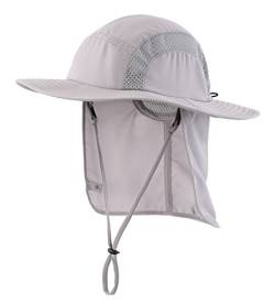 Decentron Kinder Safari Hut UPF 50+ Sonnenschutz Kappe Jungen Bucket Hat mit Klappe Gr. 56, hellgrau von Decentron