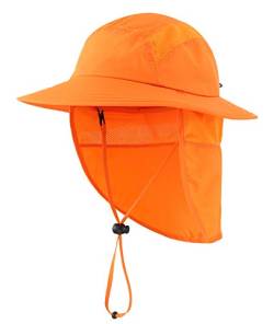 Decentron UPF 50+ Jungen Sonnenhut mit Nackenklappe Sommer Strandhut Kinder Safari Hut, Orange, 58 von Decentron